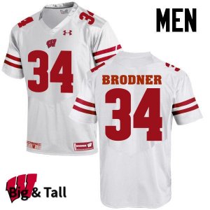 Men's Wisconsin Badgers NCAA #34 Sam Brodner White Authentic Under Armour Big & Tall Stitched College Football Jersey PF31Y74SM